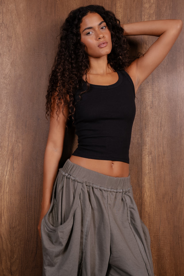 V Ribbed Tank Top