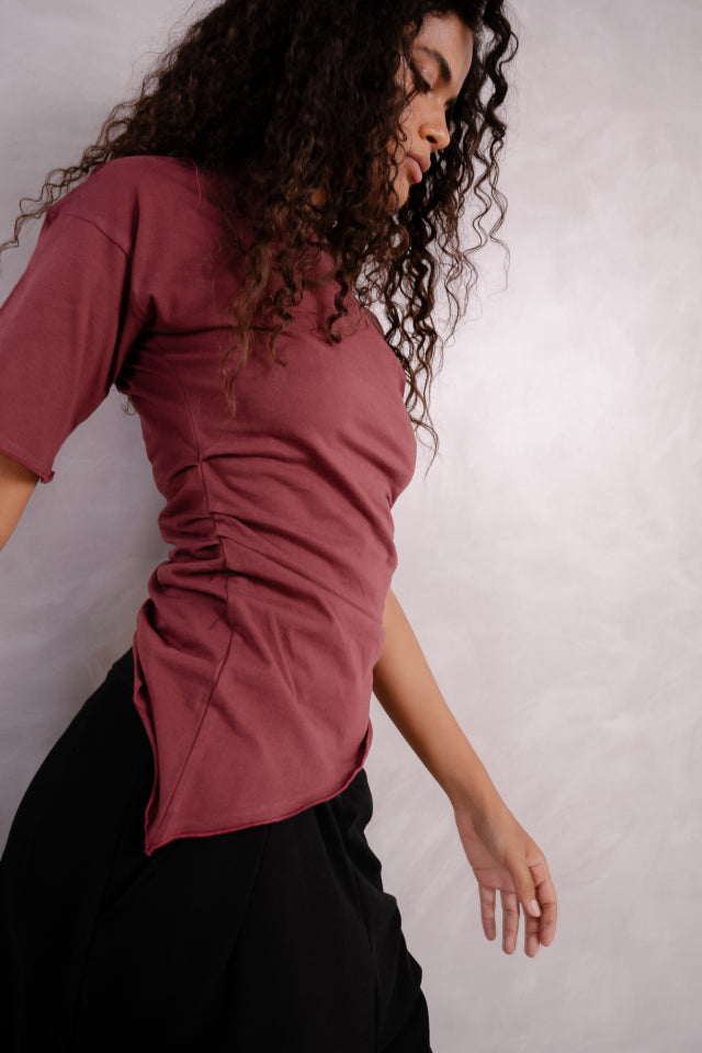 Side Ruched Relaxed T Shirt