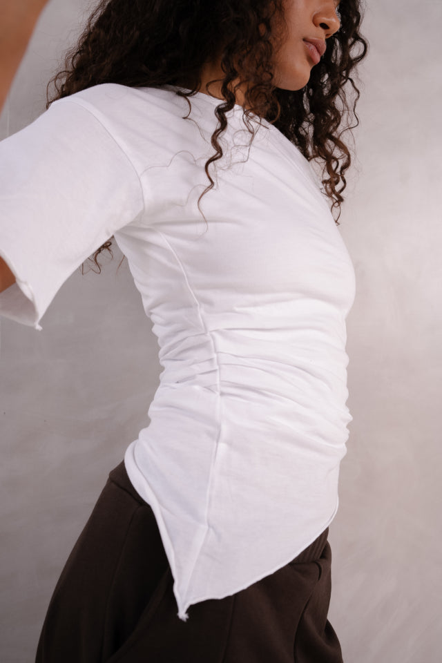 Side Ruched Relaxed T Shirt